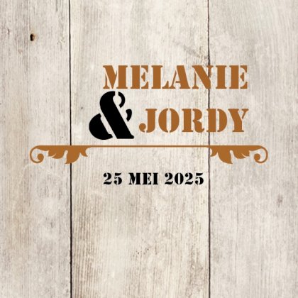 Gevouwen trouwkaart "Steigerhout"