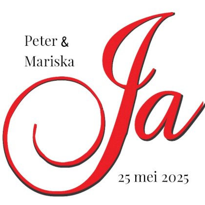 Gevouwen trouwkaart "Ja! rood"