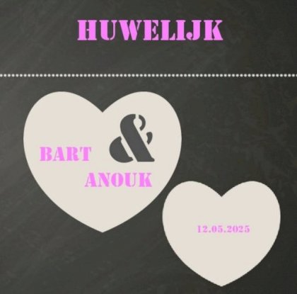 Gevouwen trouwkaart "Krijtbord & Hart"