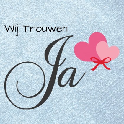 Gevouwen trouwkaart "Spijkerstof Ja" Gevouwen trouwkaart "Spijkerstof Ja"