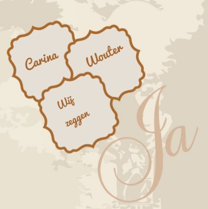 Gevouwen trouwkaart "Ja!" Gevouwen trouwkaart "Ja!"