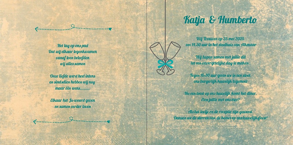 Gevouwen trouwkaart "Vliegtuigjes" Gevouwen trouwkaart "Vliegtuigjes"