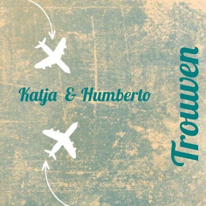 Gevouwen trouwkaart "Vliegtuigjes"