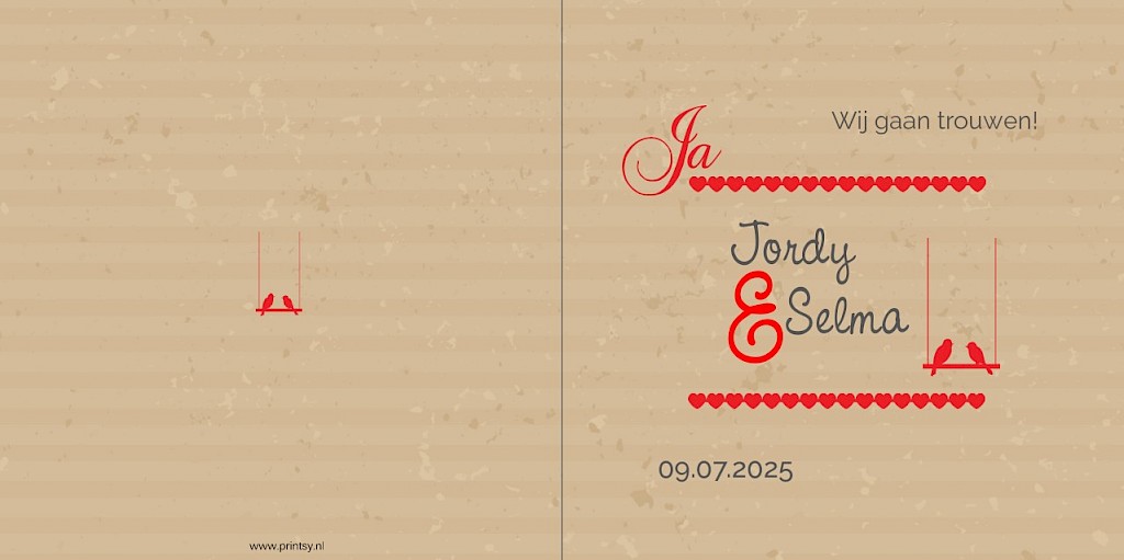 Gevouwen trouwkaart "Kraft & Lovebirds" Gevouwen trouwkaart "Kraft & Lovebirds"