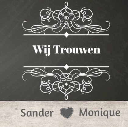 Gevouwen trouwkaart "Krijt & hout" Gevouwen trouwkaart "Krijt & hout"