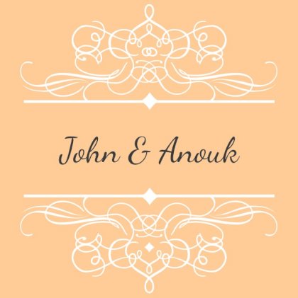 Gevouwen trouwkaart "Zacht oranje"