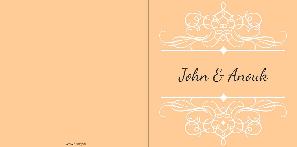 Gevouwen trouwkaart "Zacht oranje" Gevouwen trouwkaart "Zacht oranje"