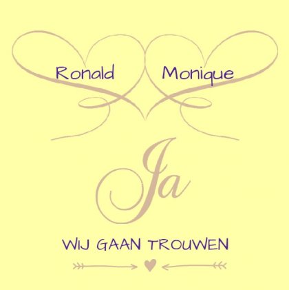 Gevouwen trouwkaart "Zacht geel" Gevouwen trouwkaart "Zacht geel"