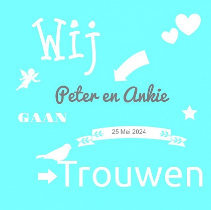 Gevouwen trouwkaart "Fel blauw"