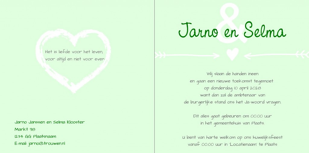 Gevouwen trouwkaart "Lichtblauw met label" Gevouwen trouwkaart "Lichtblauw met label"