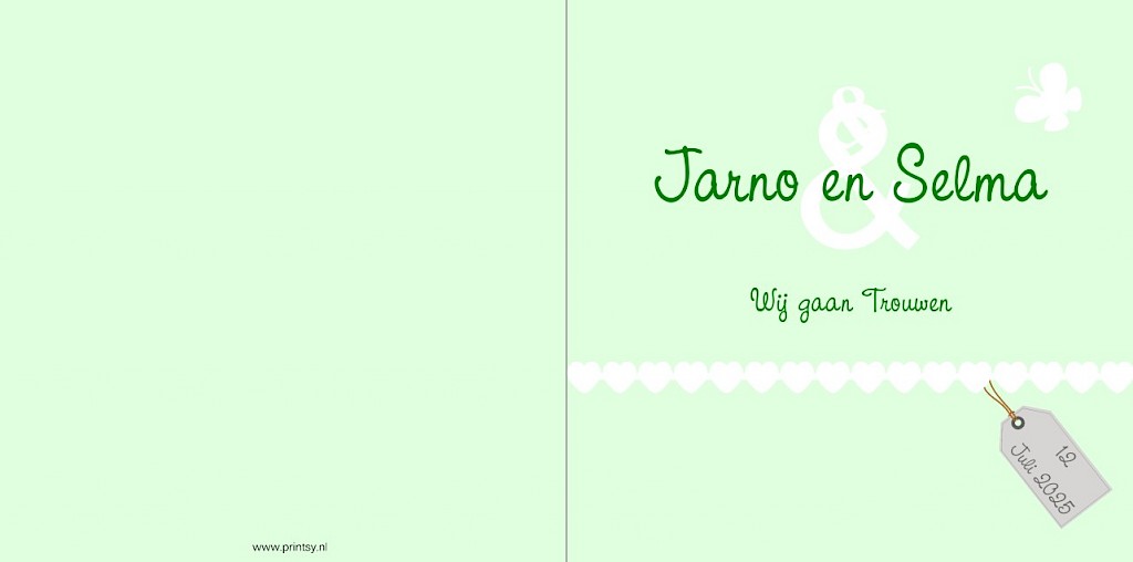 Gevouwen trouwkaart "Lichtblauw met label" Gevouwen trouwkaart "Lichtblauw met label"