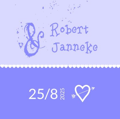 Gevouwen trouwkaart "Blauw" Gevouwen trouwkaart "Blauw"