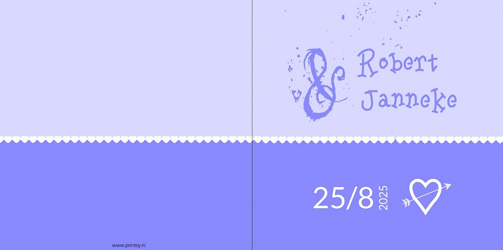 Gevouwen trouwkaart "Blauw" Gevouwen trouwkaart "Blauw"