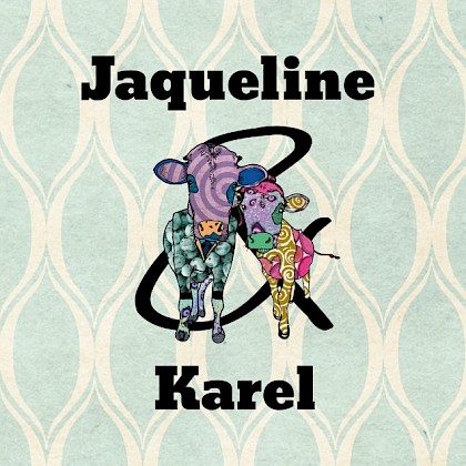 Gevouwen trouwkaart "Retro koeien"