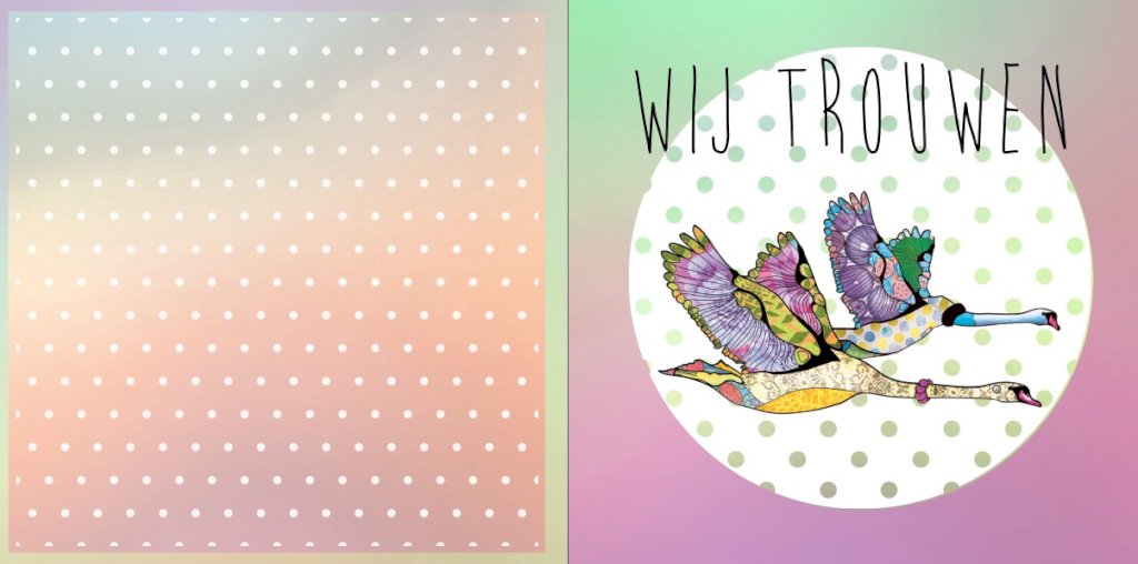 Gevouwen trouwkaart "Zwanen & stipjes" Gevouwen trouwkaart "Zwanen & stipjes"