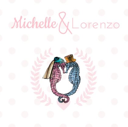 Gevouwen trouwkaart "zeepaardjes verliefd"