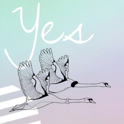 Gevouwen trouwkaart "Vliegende zwanen"