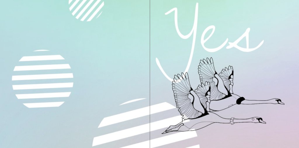 Gevouwen trouwkaart "Vliegende zwanen" Gevouwen trouwkaart "Vliegende zwanen"