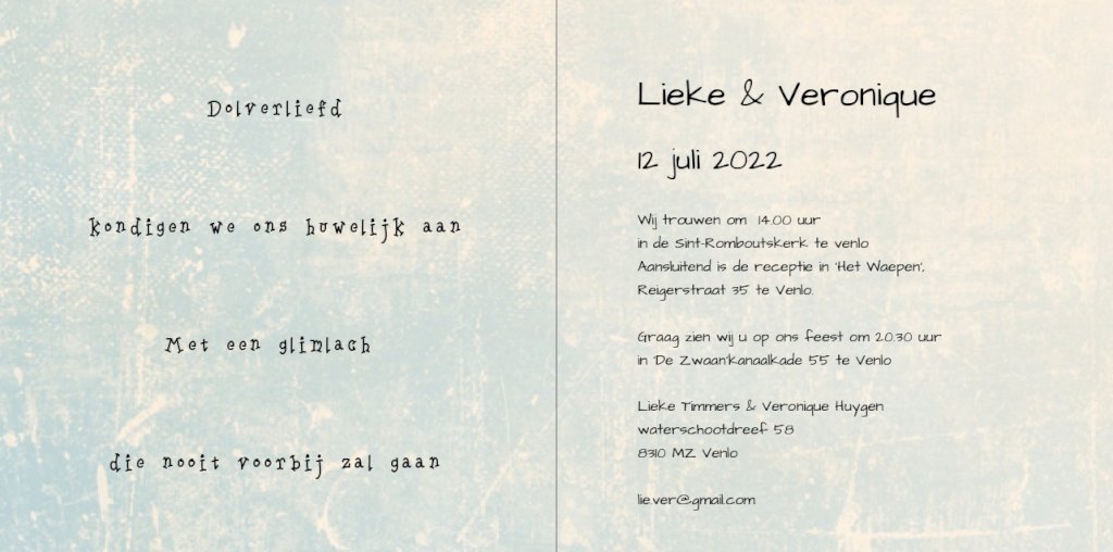 Gevouwen trouwkaart "Zeepaardjes retro" Gevouwen trouwkaart "Zeepaardjes retro"