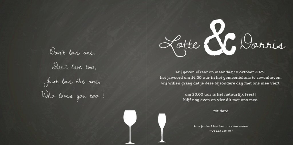 Gevouwen trouwkaart "Ja & Zeepaardjes" Gevouwen trouwkaart "Ja & Zeepaardjes"