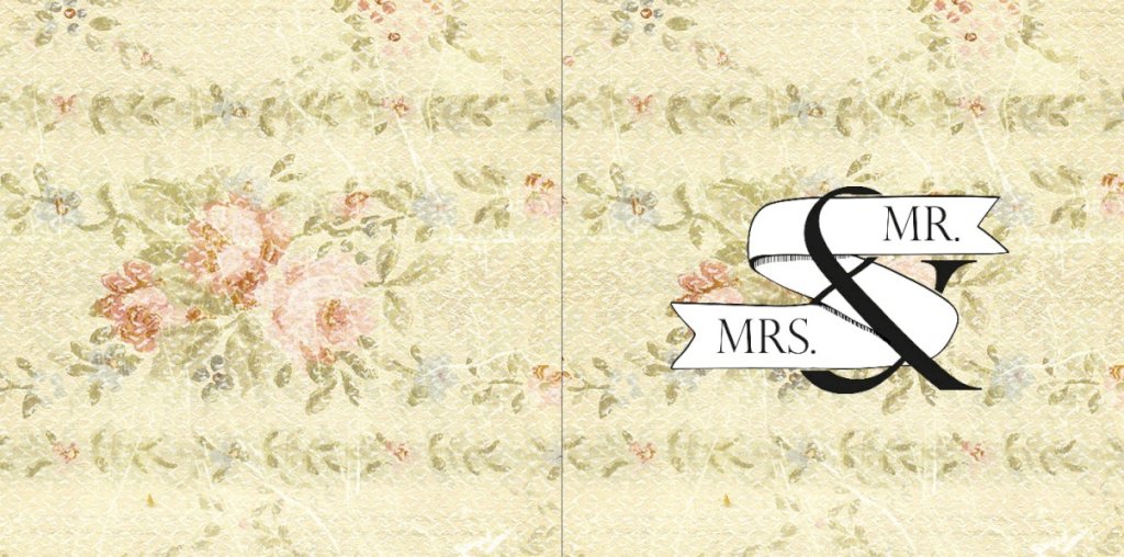 Gevouwen trouwkaart "Mr & Mrs bloemen"