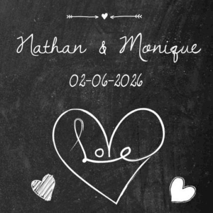 Gevouwen trouwkaart "krijtbord hart"