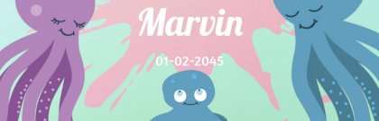 Banner geboorte met inktvis familie Banner geboorte met inktvis familie