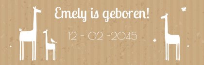Geboorte banner baby giraf met ouders op karton Geboorte banner baby giraf met ouders op karton