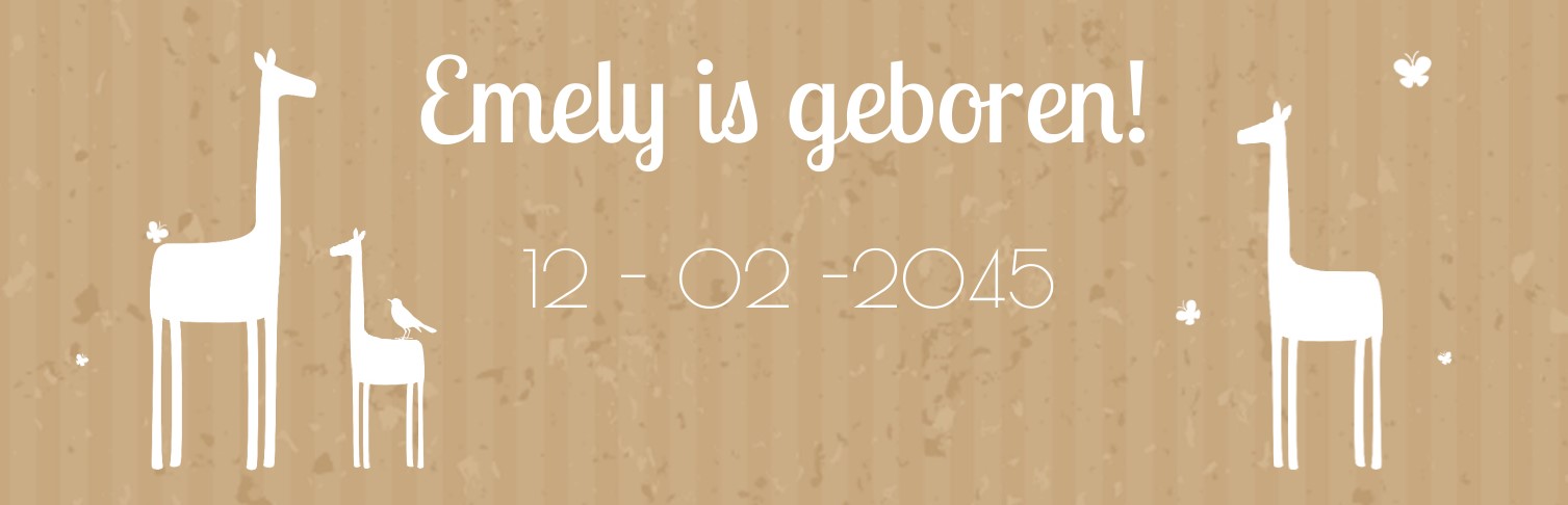 Geboorte banner baby giraf met ouders op karton Geboorte banner baby giraf met ouders op karton