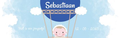 Geboortebanner "Blauwe luchtballon"