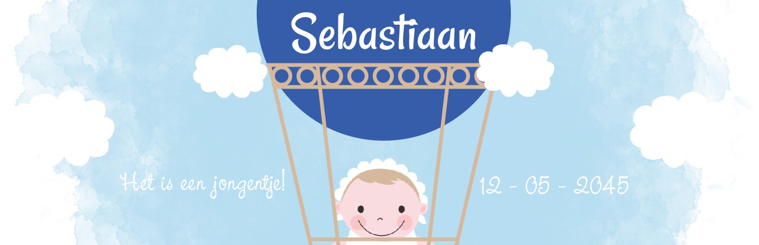 Geboortebanner "Blauwe luchtballon" Geboortebanner "Blauwe luchtballon"
