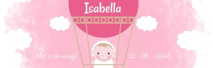 Geboortebanner "Luchtballon - Roze"
