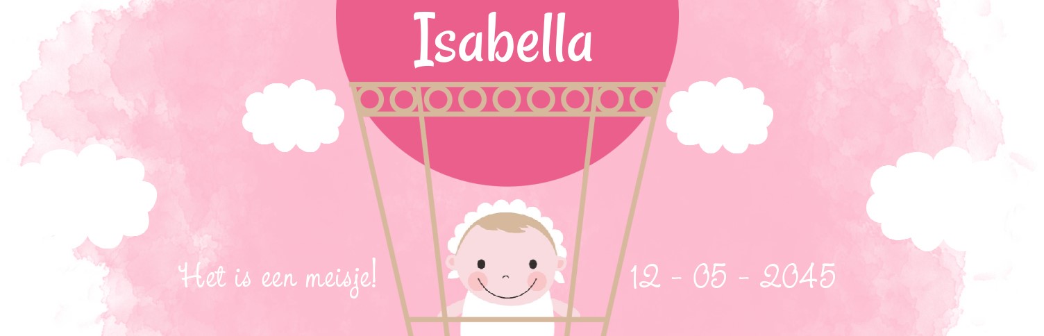 Geboortebanner "Luchtballon - Roze" Geboortebanner "Luchtballon - Roze"
