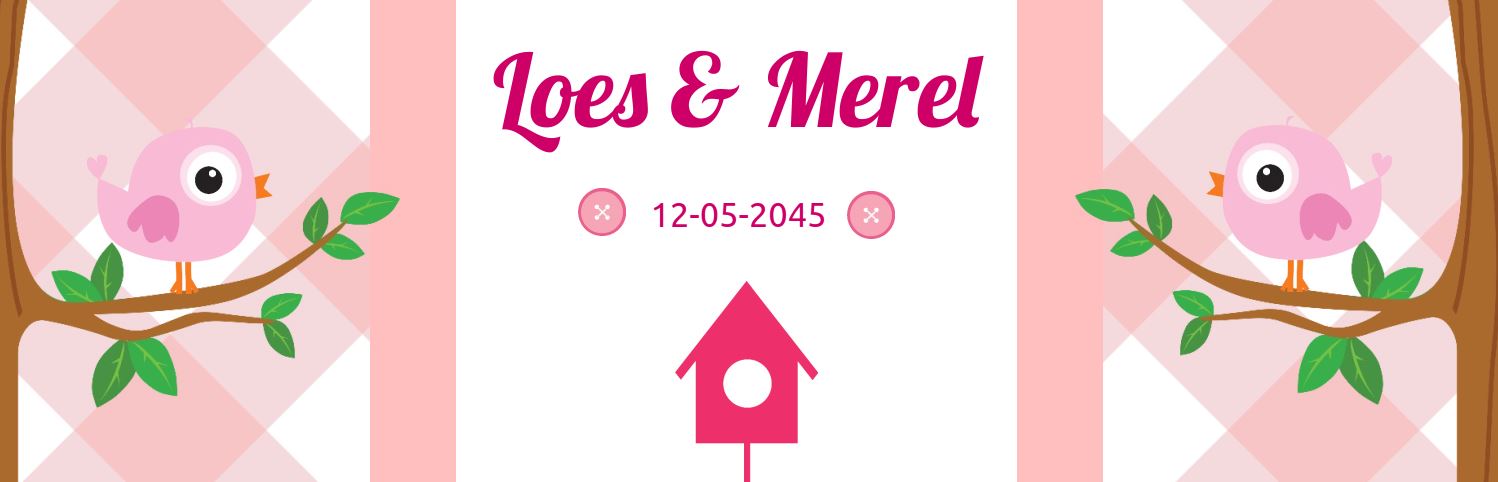 Geboortebanner "Vogeltjes op tak" Geboortebanner "Vogeltjes op tak"