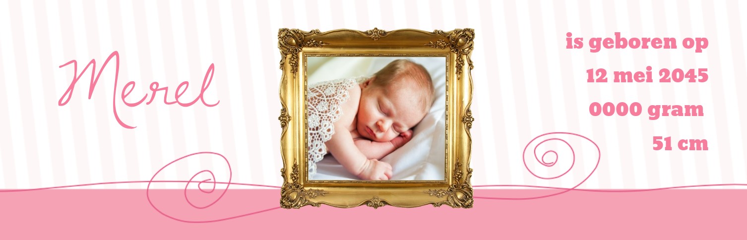 Foto geboortebanner "In the picture - roze"