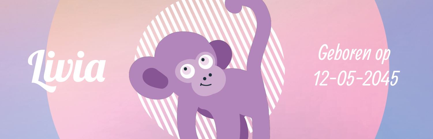 Geboorte banner met aapje op trendy achtergrond Geboorte banner met aapje op trendy achtergrond