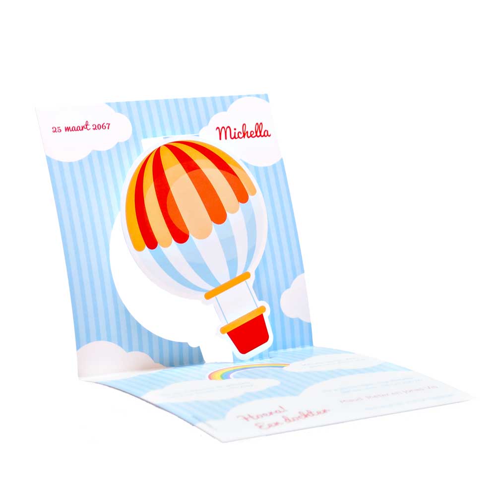 Gestanst geboortekaartje "Luchtballon" Gestanst geboortekaartje "Luchtballon"