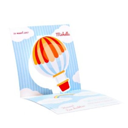 Gestanst geboortekaartje "Luchtballon" Gestanst geboortekaartje "Luchtballon"