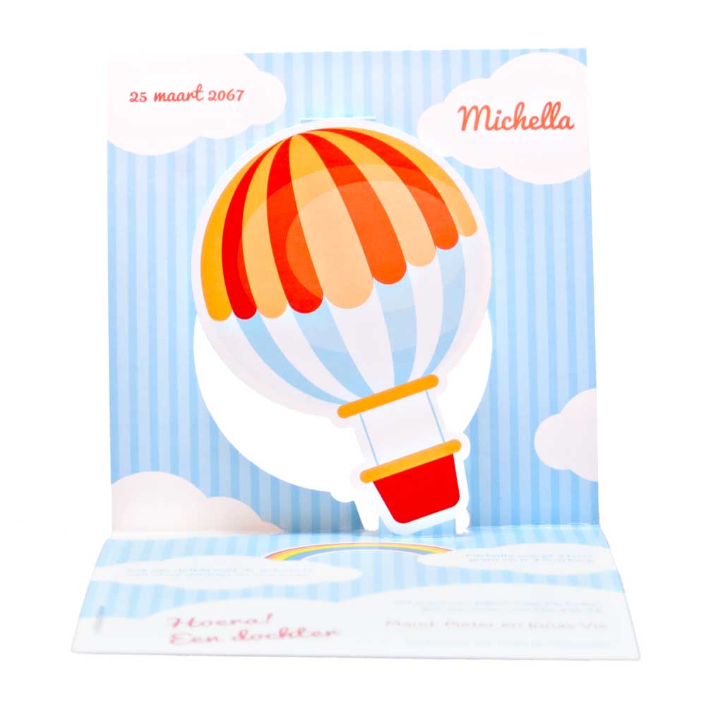 Gestanst geboortekaartje "Luchtballon" Gestanst geboortekaartje "Luchtballon"