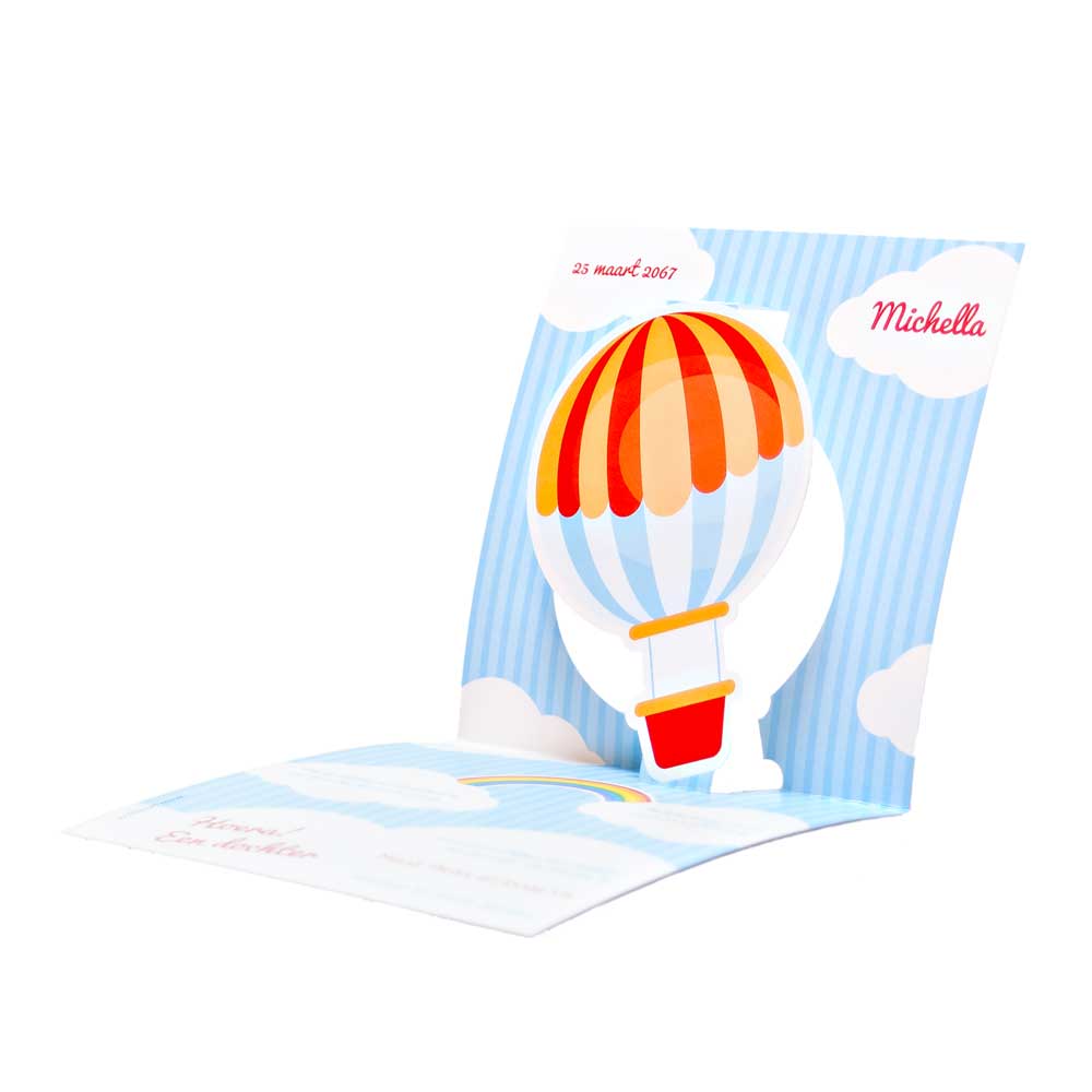 Gestanst geboortekaartje "Luchtballon" Gestanst geboortekaartje "Luchtballon"