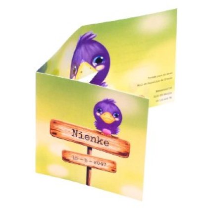 Drieluik kaart "Vogeltje paars" Drieluik kaart "Vogeltje paars"