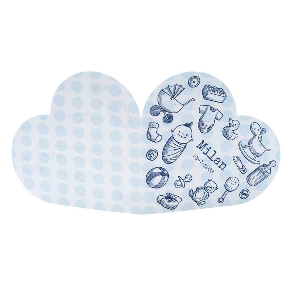 Gestanst geboortekaartje "Hartje blauw" Gestanst geboortekaartje "Hartje blauw"