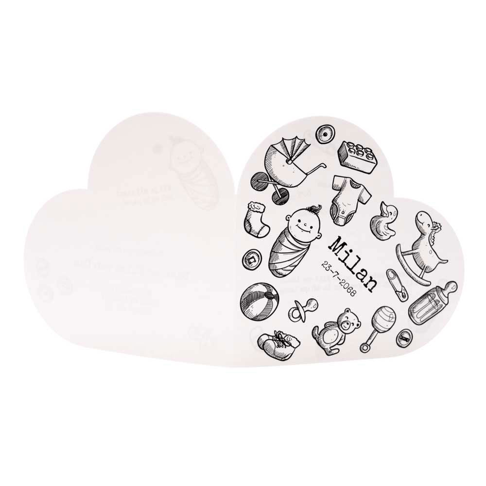 Gestanst geboortekaartje "Hartje zwart/wit" Gestanst geboortekaartje "Hartje zwart/wit"