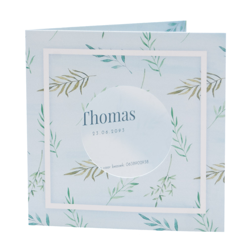 Gestanst geboortekaartje "Takjes - Blauw" Gestanst geboortekaartje "Takjes - Blauw"