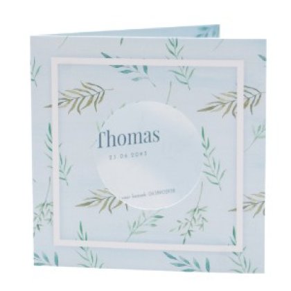 Gestanst geboortekaartje "Takjes - Blauw"