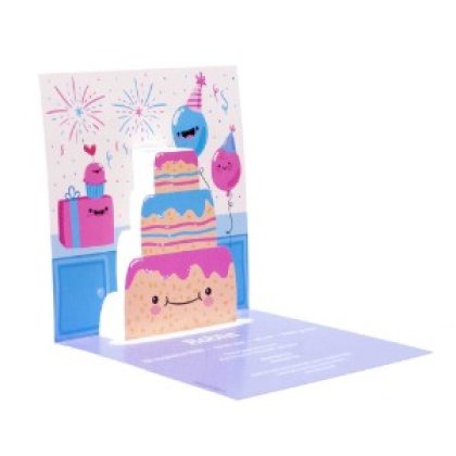 Gestanst geboortekaartje "Verjaardagstaart"