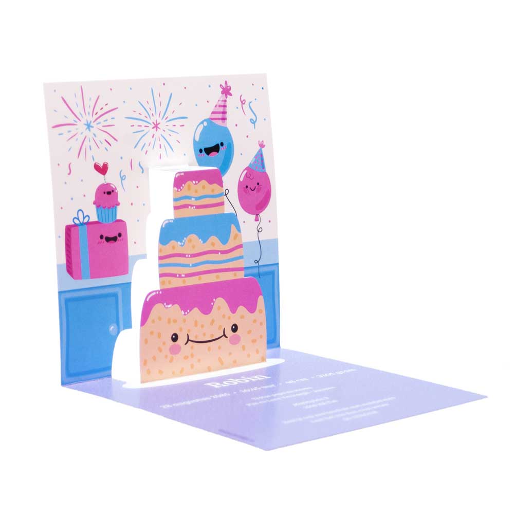 Gestanst geboortekaartje "Verjaardagstaart" Gestanst geboortekaartje "Verjaardagstaart"