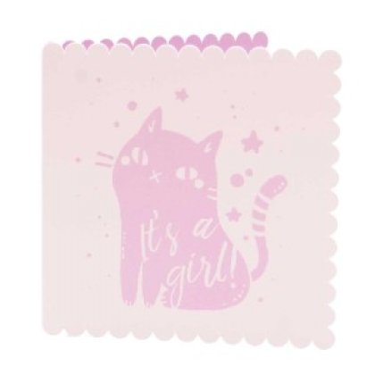 Gestanst geboortekaartje "Poesje Roze"