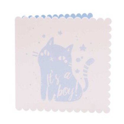 Gestanst geboortekaartje "Poesje Blauw"