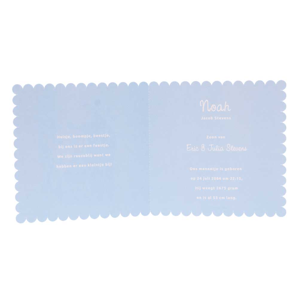 Gestanst geboortekaartje "Poesje Blauw" Gestanst geboortekaartje "Poesje Blauw"